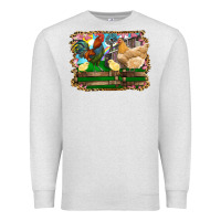 Oatmeal Heather Happy easter rooster chicken and chick Premium Sweatshirt - RanaPortraitStore