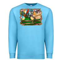 Ocean Blue Happy easter rooster chicken and chick Premium Sweatshirt - RanaPortraitStore