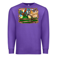 Purple Happy easter rooster chicken and chick Premium Sweatshirt - RanaPortraitStore