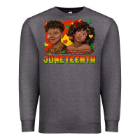 Charcoal Heather juneteenth with afro black kids Premium Sweatshirt - texasbilliewilder