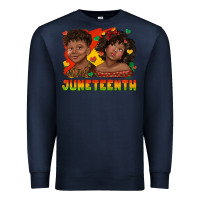 Navy juneteenth with afro black kids Premium Sweatshirt - texasbilliewilder