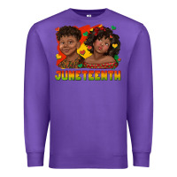 Purple juneteenth with afro black kids Premium Sweatshirt - texasbilliewilder