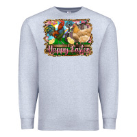 Heather Grey happy easter rooster chicken and chick Premium Sweatshirt - RanaPortraitStore