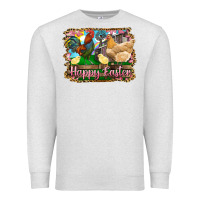 Oatmeal Heather happy easter rooster chicken and chick Premium Sweatshirt - RanaPortraitStore
