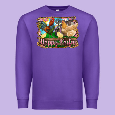 Premium Sweatshirt happy easter rooster chicken and chick