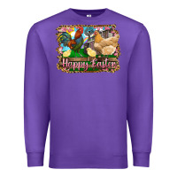 Purple happy easter rooster chicken and chick Premium Sweatshirt - RanaPortraitStore