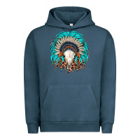 Pigment Midnight Navy bull skull indian headdress Urban Hoodie - JahusDesignShop