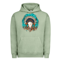 Pigment Oil Green bull skull indian headdress Urban Hoodie - JahusDesignShop