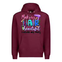 Burgundy making hair beautiful is kinda my thing Premium Hoodie - Artiststas