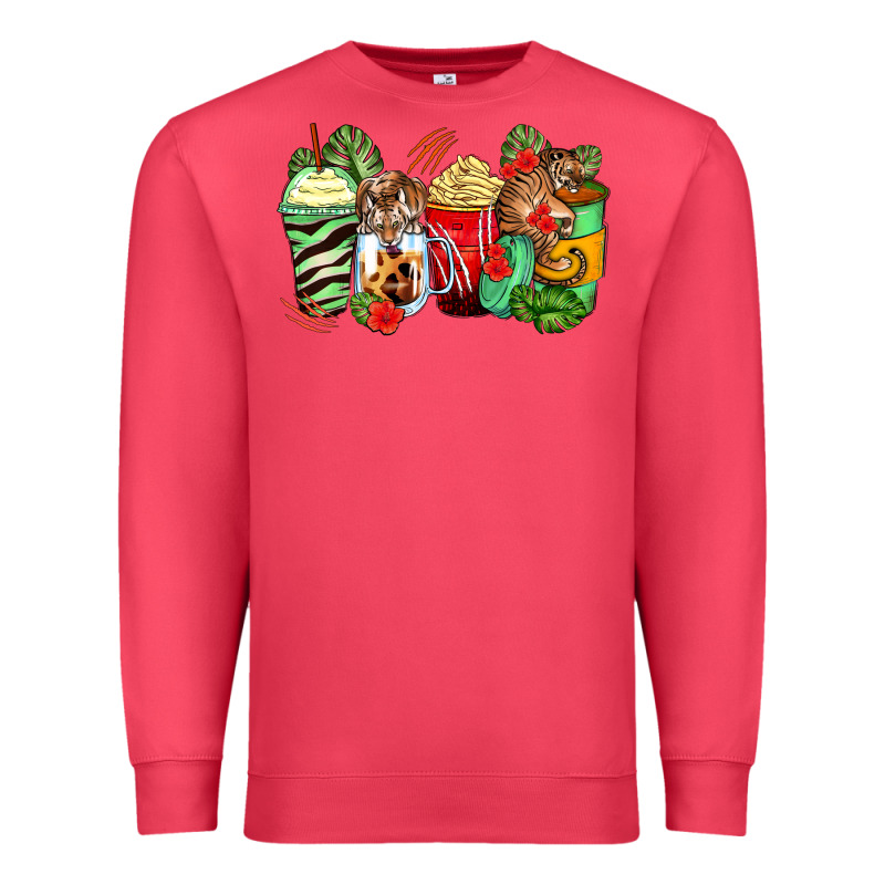 Tiger Coffee Cups Premium Sweatshirt by Zillion Design Studio | Teevron