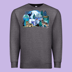 Wolf Coffee Cups Premium Sweatshirt Designed By Zillion Design Studio