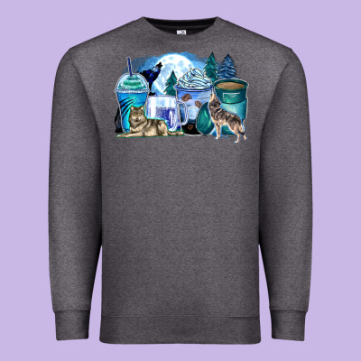 Wolf Coffee Cups Premium Sweatshirt Designed By Zillion Design Studio