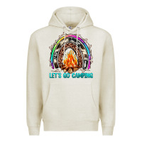 Oatmeal Heather let's go camping rainbow Premium Hoodie - JahusDesignShop