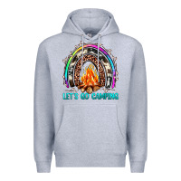 Heather Grey let's go camping rainbow Premium Hoodie - JahusDesignShop