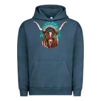 Pigment Midnight Navy texas longhorn indian headdress Urban Hoodie - JahusDesignShop