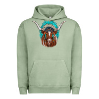 Pigment Oil Green texas longhorn indian headdress Urban Hoodie - JahusDesignShop