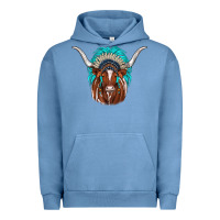 Pigment Pebble Blue texas longhorn indian headdress Urban Hoodie - JahusDesignShop