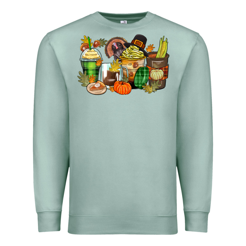 Thanksgiving Coffee Cups Premium Sweatshirt by Zillion Design Studio | Teevron