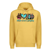 Antique Gold peace love camping Premium Hoodie - JahusDesignShop