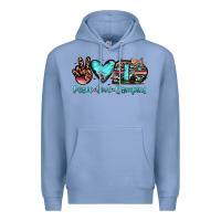 Colony Blue peace love camping Premium Hoodie - JahusDesignShop