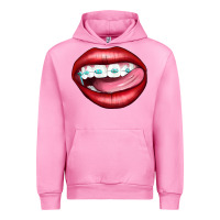 Fuchsia Pink Lips Dental Braces Urban Hoodie - Artiststas