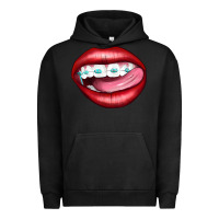 Pigment Black Lips Dental Braces Urban Hoodie - Artiststas