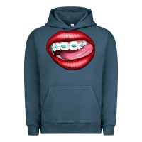 Pigment Midnight Navy Lips Dental Braces Urban Hoodie - Artiststas