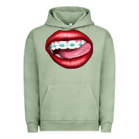 Pigment Oil Green Lips Dental Braces Urban Hoodie - Artiststas