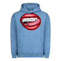 Pigment Pebble Blue Lips Dental Braces Urban Hoodie - Artiststas