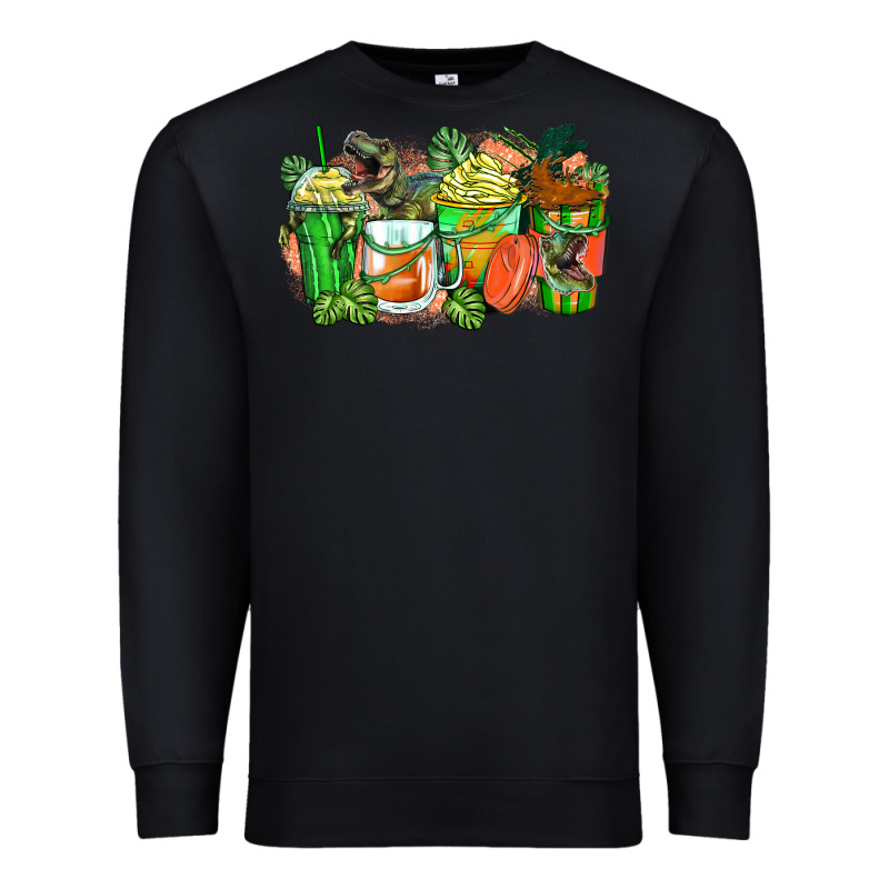 T Rex Coffee Cups Premium Sweatshirt by Zillion Design Studio | Teevron