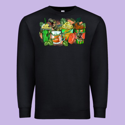 T Rex Coffee Cups Premium Sweatshirt Designed By Zillion Design Studio