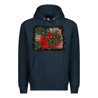 Navy christmas ornament background Premium Hoodie - BundleAndBundleShop