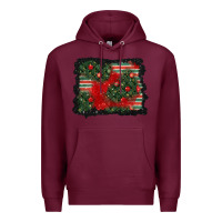 Burgundy christmas ornament background Premium Hoodie - BundleAndBundleShop