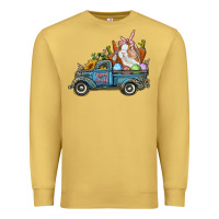 Antique Gold Happy Easter Truck with Bunny Eggs And Carrot Premium Sweatshirt - RanaPortraitStore