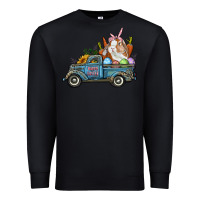 Black Happy Easter Truck with Bunny Eggs And Carrot Premium Sweatshirt - RanaPortraitStore