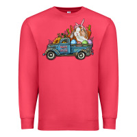 Cardinal Happy Easter Truck with Bunny Eggs And Carrot Premium Sweatshirt - RanaPortraitStore