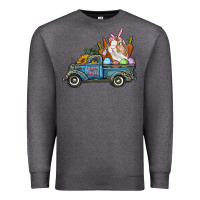 Charcoal Heather Happy Easter Truck with Bunny Eggs And Carrot Premium Sweatshirt - RanaPortraitStore