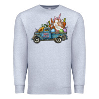 Heather Grey Happy Easter Truck with Bunny Eggs And Carrot Premium Sweatshirt - RanaPortraitStore