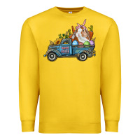 Lemon Happy Easter Truck with Bunny Eggs And Carrot Premium Sweatshirt - RanaPortraitStore