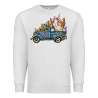 Oatmeal Heather Happy Easter Truck with Bunny Eggs And Carrot Premium Sweatshirt - RanaPortraitStore