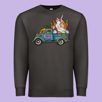 Premium Sweatshirt Happy Easter Truck with Bunny Eggs And Carrot