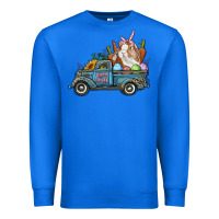 True Royal Happy Easter Truck with Bunny Eggs And Carrot Premium Sweatshirt - RanaPortraitStore
