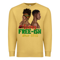 Antique Gold living free ish since 1865 with afro black woman a Premium Sweatshirt - texasbilliewilder