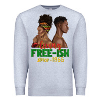 Heather Grey living free ish since 1865 with afro black woman a Premium Sweatshirt - texasbilliewilder
