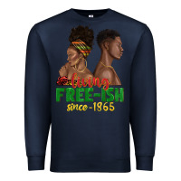 Navy living free ish since 1865 with afro black woman a Premium Sweatshirt - texasbilliewilder