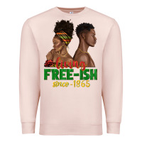 Pale Pink living free ish since 1865 with afro black woman a Premium Sweatshirt - texasbilliewilder