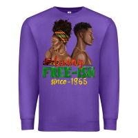 Purple living free ish since 1865 with afro black woman a Premium Sweatshirt - texasbilliewilder