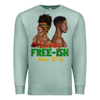 Seafoam living free ish since 1865 with afro black woman a Premium Sweatshirt - texasbilliewilder