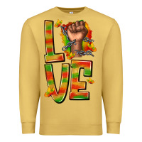 Antique Gold love juneteenth with fist Premium Sweatshirt - texasbilliewilder