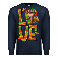 Navy love juneteenth with fist Premium Sweatshirt - texasbilliewilder